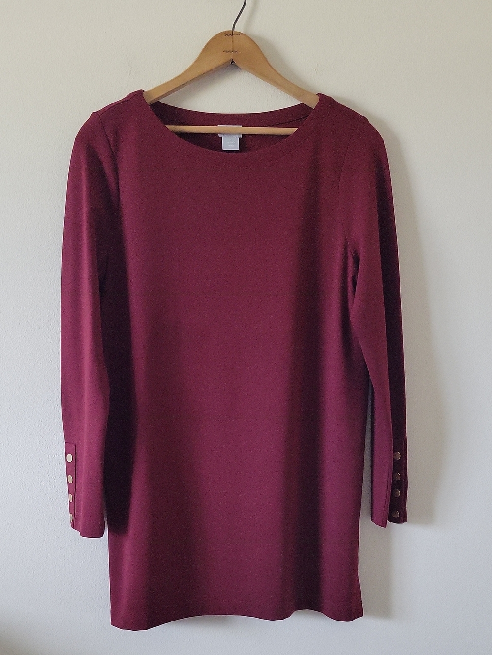 Chico's Cranberry Ponte Long Sleeve Tunic Size Medium